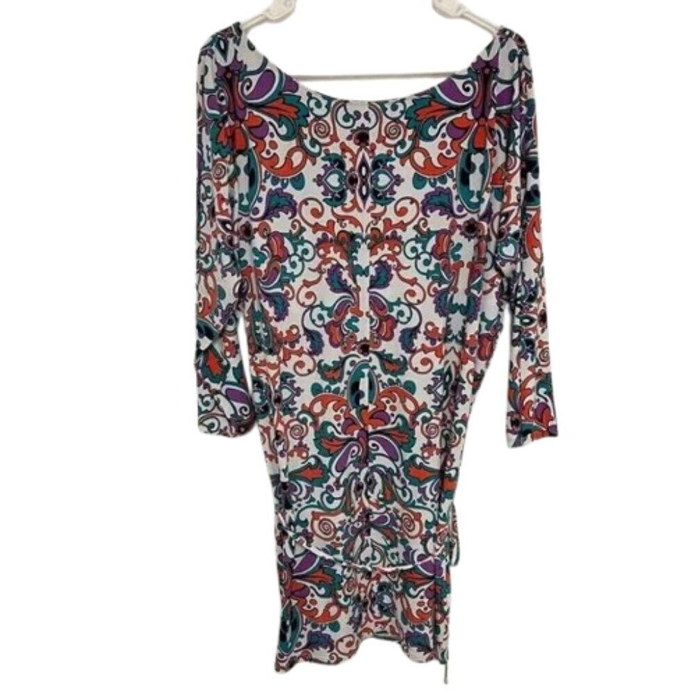 Laundry by Design Womens 12 Psychedelic Paisley Ruched Sheath Dress